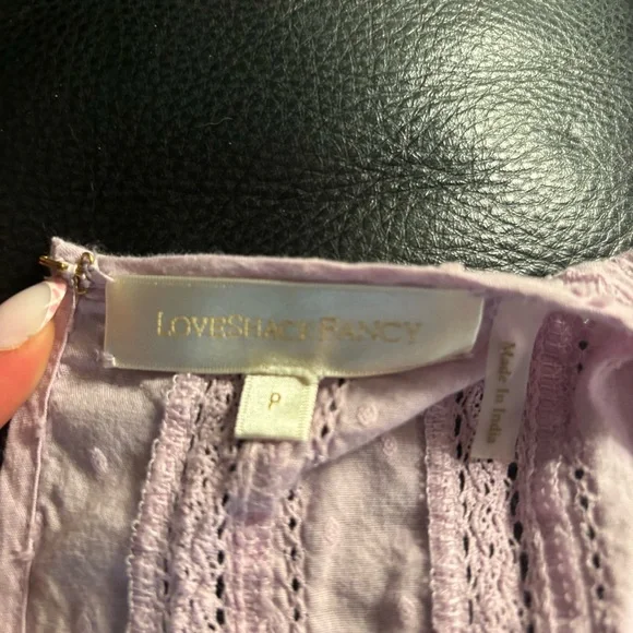 LoveShackFancy Natasha short sleeve eyelet mini dress in lavender size P - Picture 5 of 5
